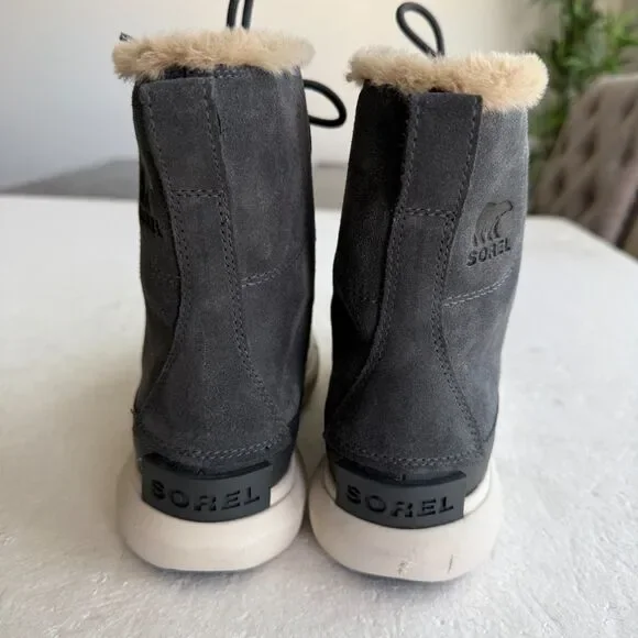 Size 7 - Sorel Women's Explorer 2 Joan Boots Waterproof Grill/Fawn Gray Lace-up - Picture 6 of 11